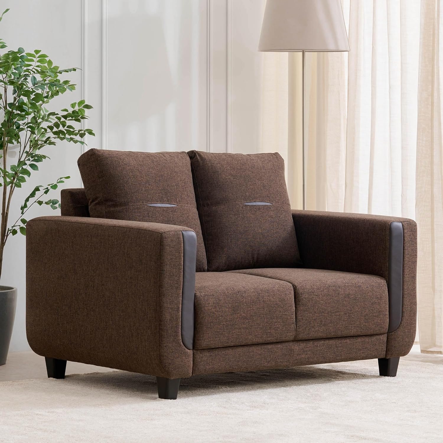 Home Centre 2 Seater Berry Fabric Sofa|Fabric Sofa for Living Room|(Brown)|2 Year Warranty - View 2